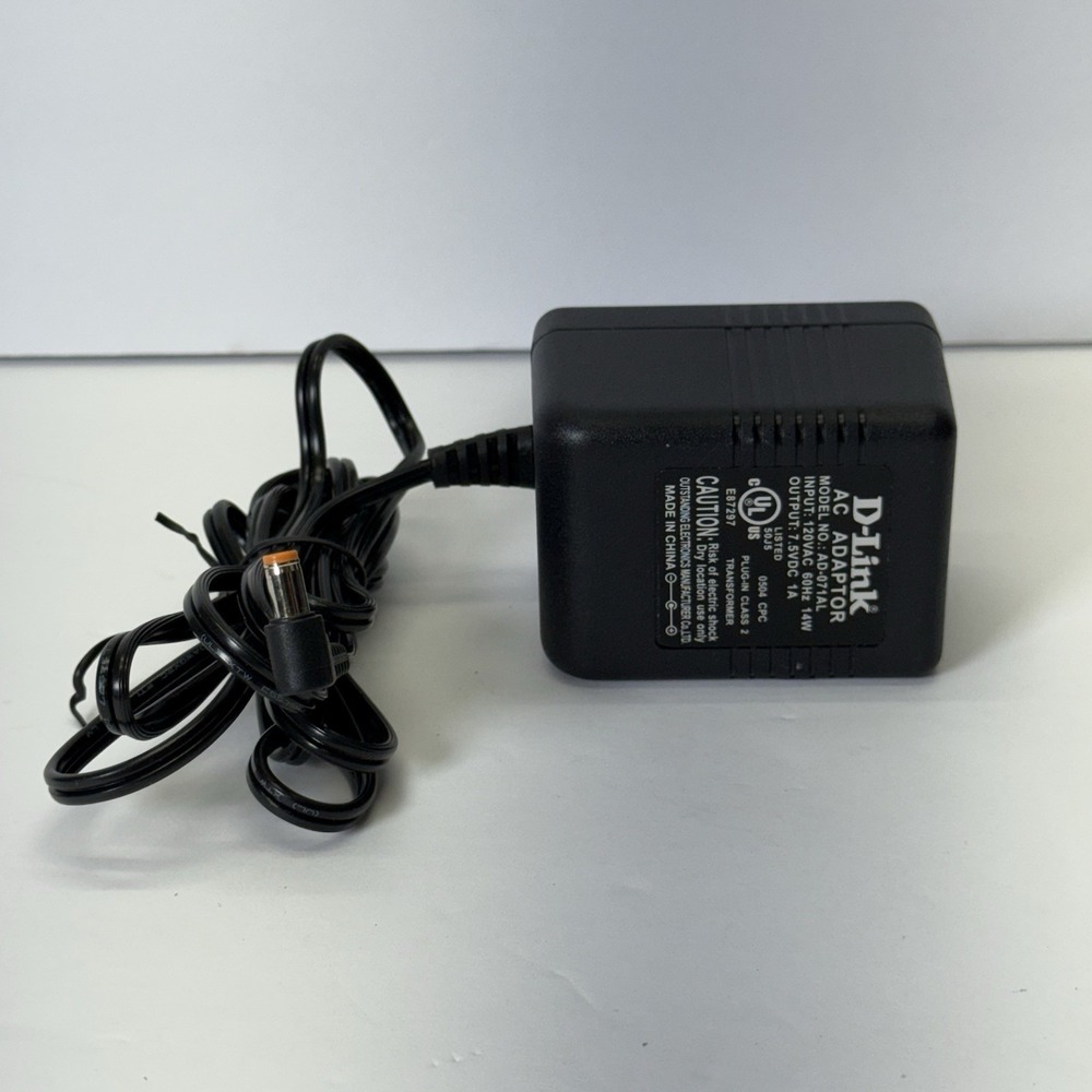 D-Link AC Adaptor AD-071AL Power Supply 7.5VDC 1A Black Solid